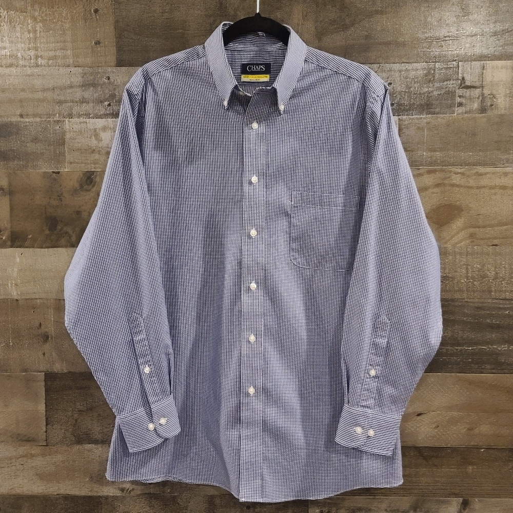 Chaps Gingham Button Down, 16/32-33 - image 5